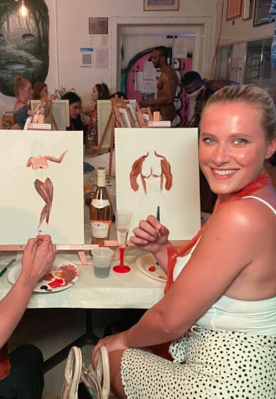 Nude Art Paint and Sip Class with Mini Golf and Games