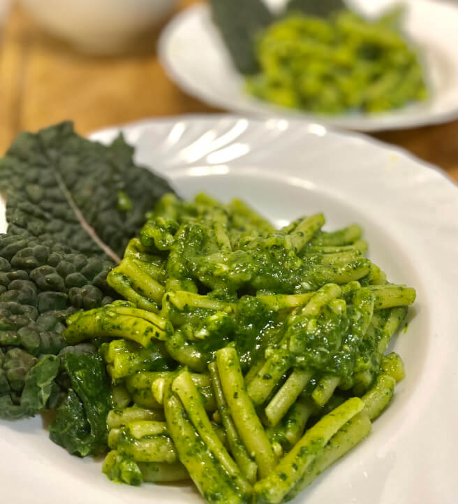 Rustic Italian Cooking at Home: Pasta with Tuscan Kale Pesto