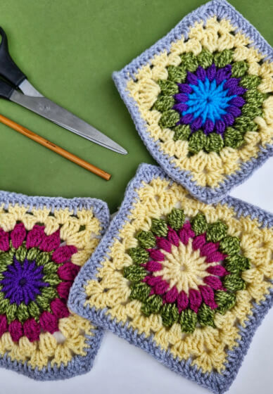 Sunburst Granny Square Crochet Class