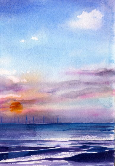 Watercolour Art Class: Sunset Beach